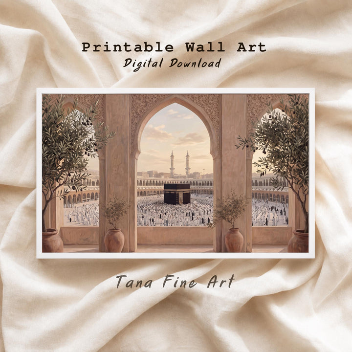 Mecca-inspired wall decor shown as a large single print, ready to frame