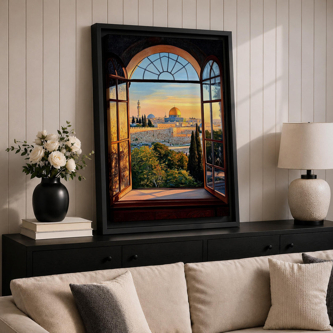Jerusalem sacred site artwork on framed canvas