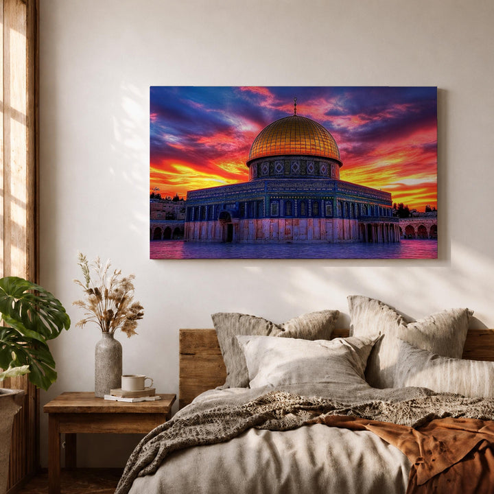 Abstract Islamic art style Dome of the Rock on wall canvas