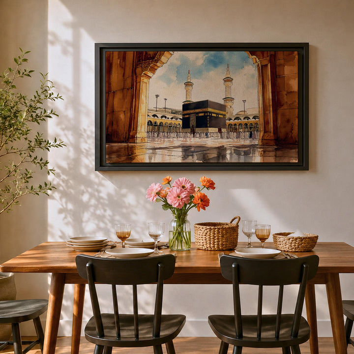 framed canvas print of kaaba arch view for living room