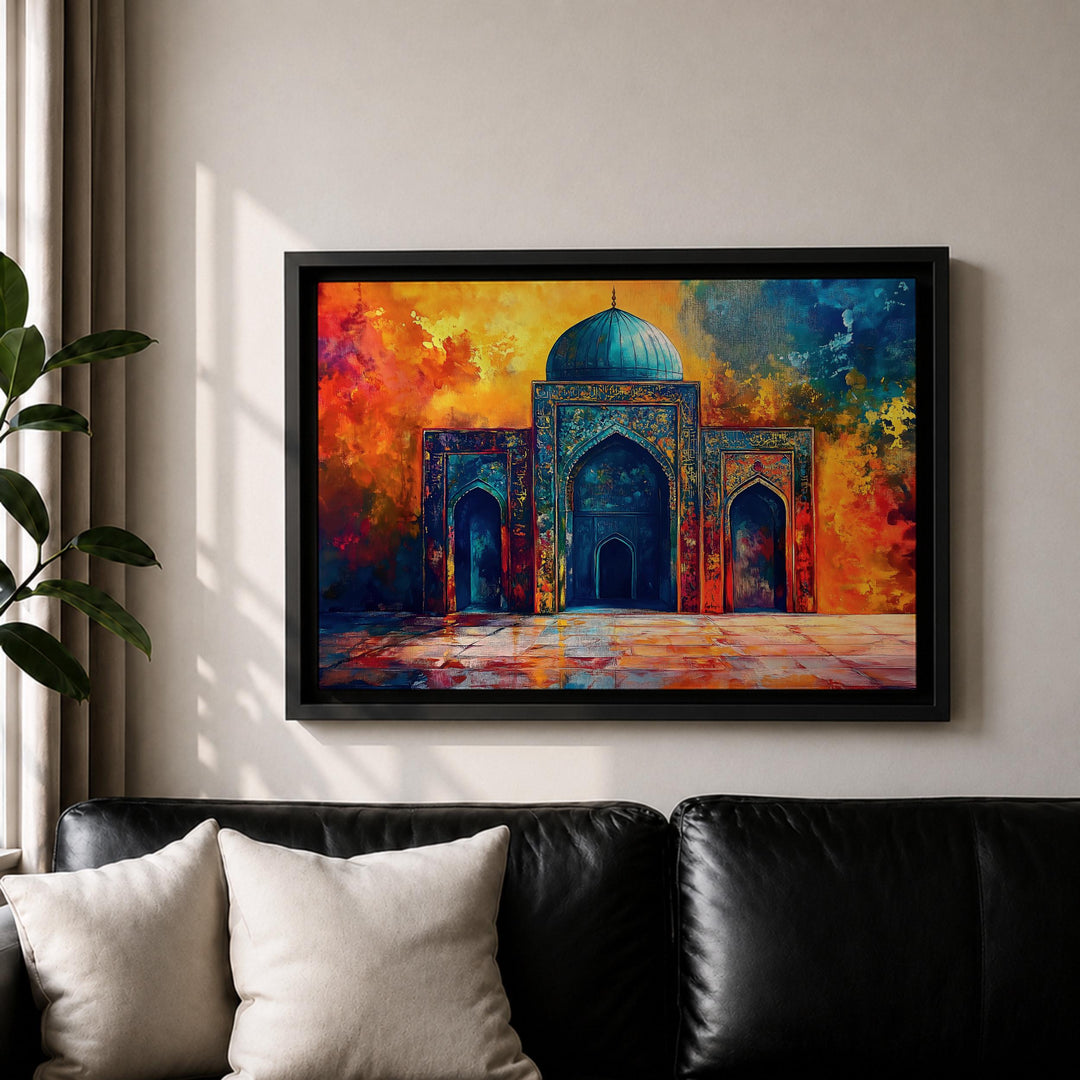 Muslim home decor canvas depicting mosque architecture