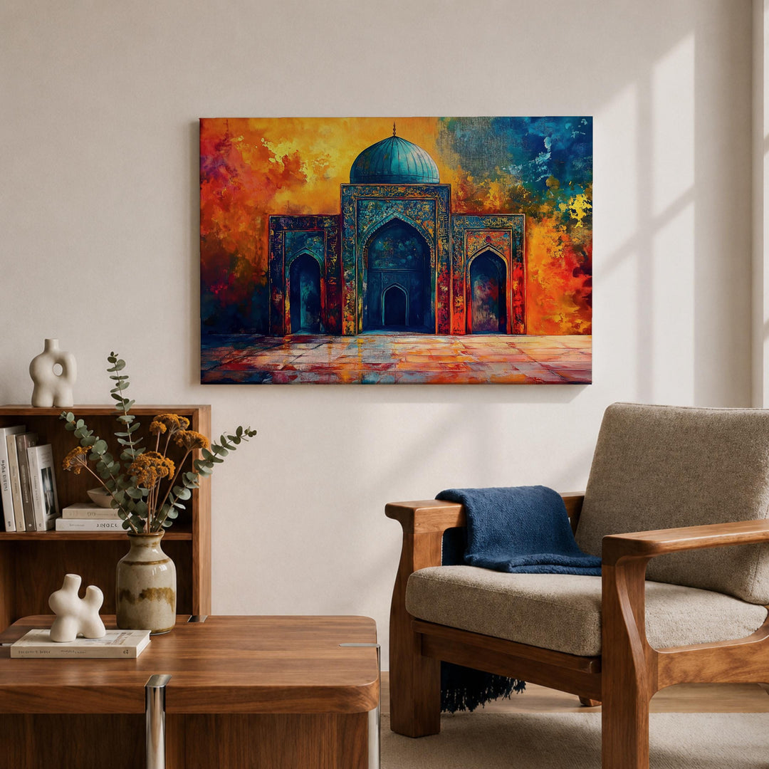 Premium framed mosque art print on canvas