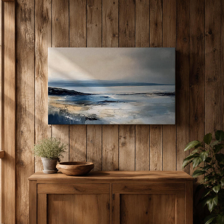 Nautical-inspired wall art depicting ocean landscape on canvas