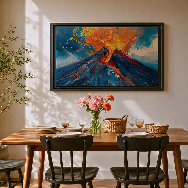 close-up of lava magma impasto texture on volcano wall art