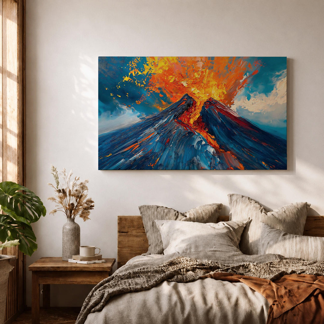 nature landscape volcano art in premium frame for wall