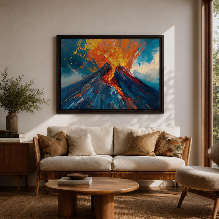 statement wall art featuring volcanic eruption canvas