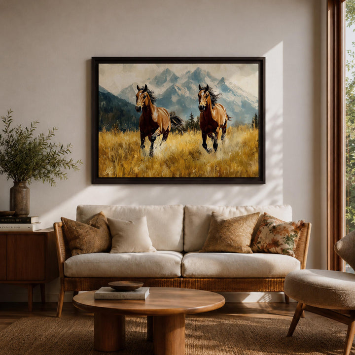 Gift-ready horse wall art in a solid wood frame