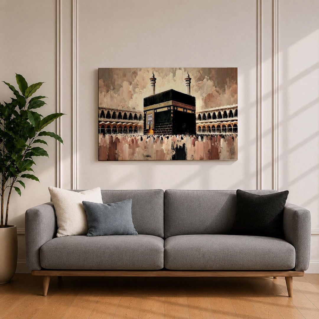 Masjid al Haram themed wall art for living room decor