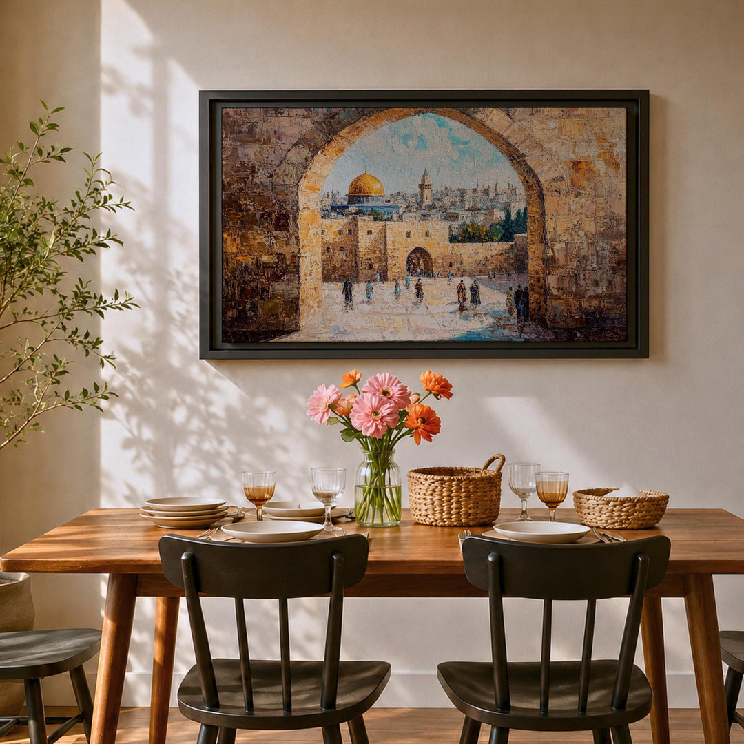 Masjid Al Aqsa arch view in rich tones on canvas