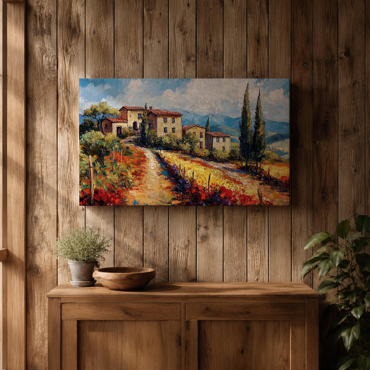 Premium framed wall art showcasing serene countryside
