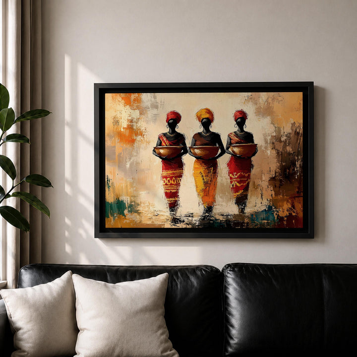 Afrocentric cultural portrait on framed canvas