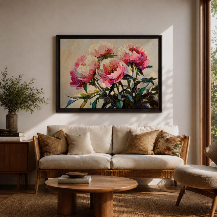 Elegant botanical wall art in natural wood frame