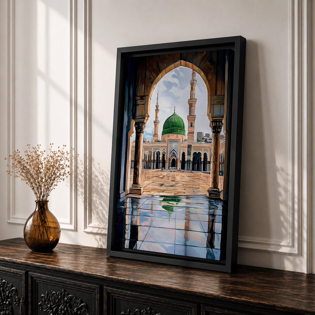 Detailed green dome architecture canvas print for living room