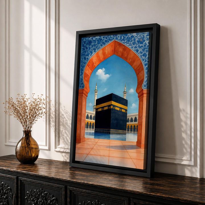 Wide shot Kaaba arch canvas print in minimal framing