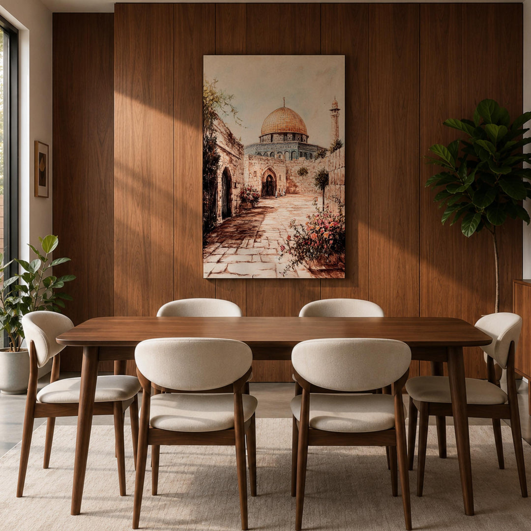 Neutral-toned framed canvas wall art Dome of the Rock