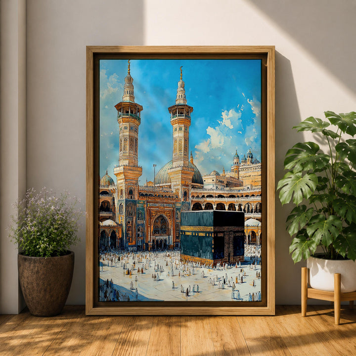 Islamic decor: Kaaba Mecca framed canvas wall print