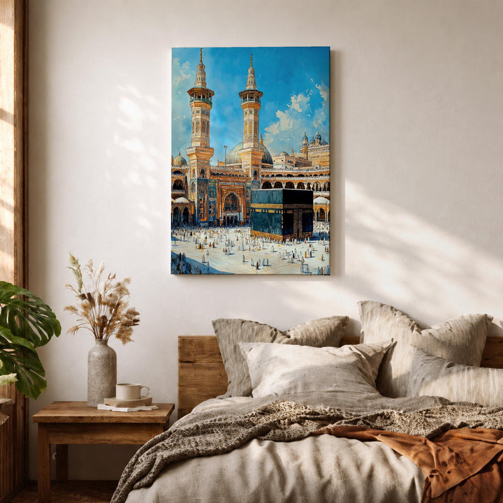 Home decor wall art featuring Kaaba Mecca in a stylish frame