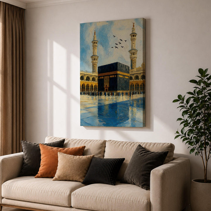 close shot of archival canvas with vibrant colors