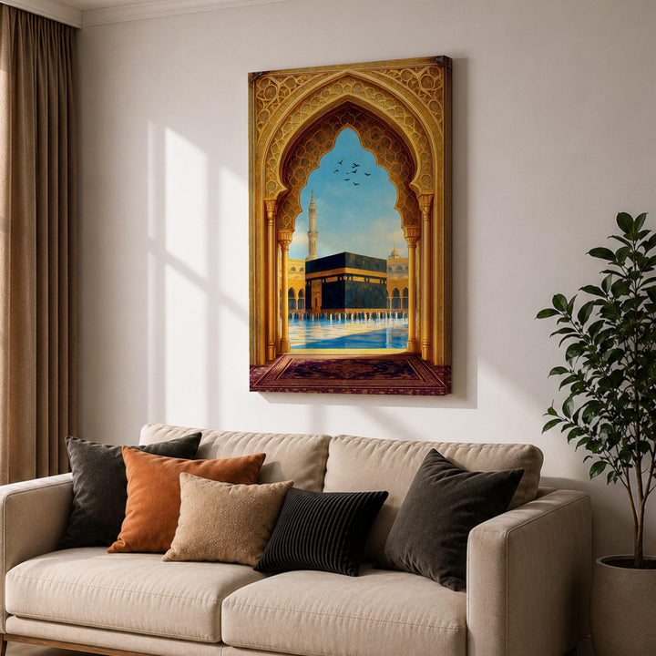 Gold archway Islamic architecture wall art on canvas