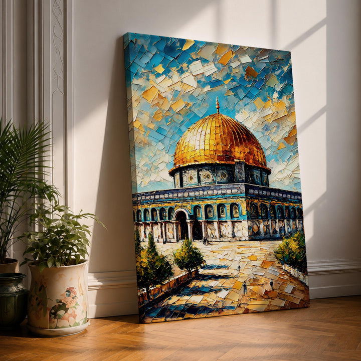 Framed canvas wall art of Masjid Al Aqsa with golden dome