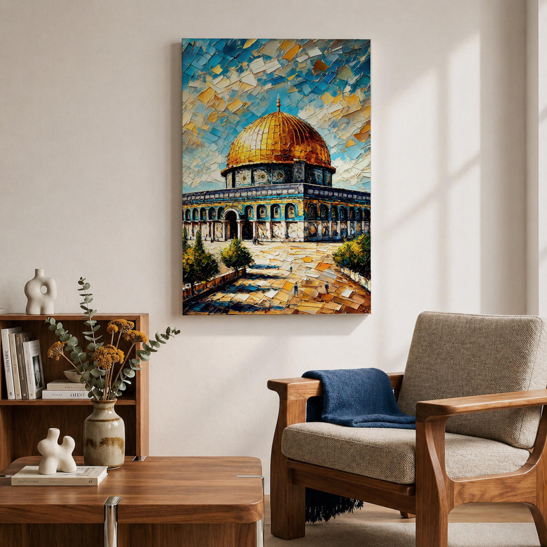 Detail shot of premium frame around Masjid Al Aqsa artwork