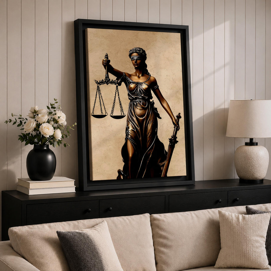 Minimalist Lady Justice canvas print for living room