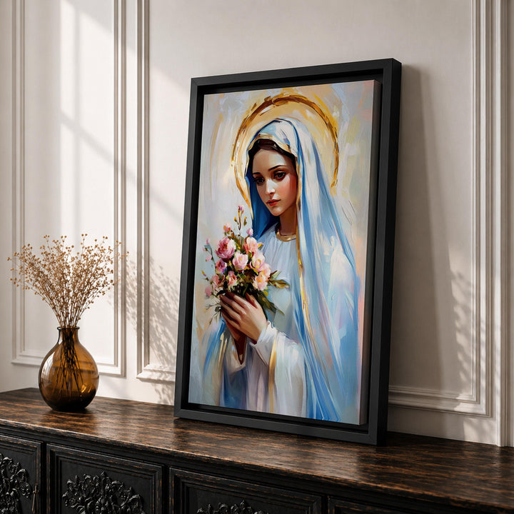 Impressionist Virgin Mary printed on premium stretched canvas with wooden frame