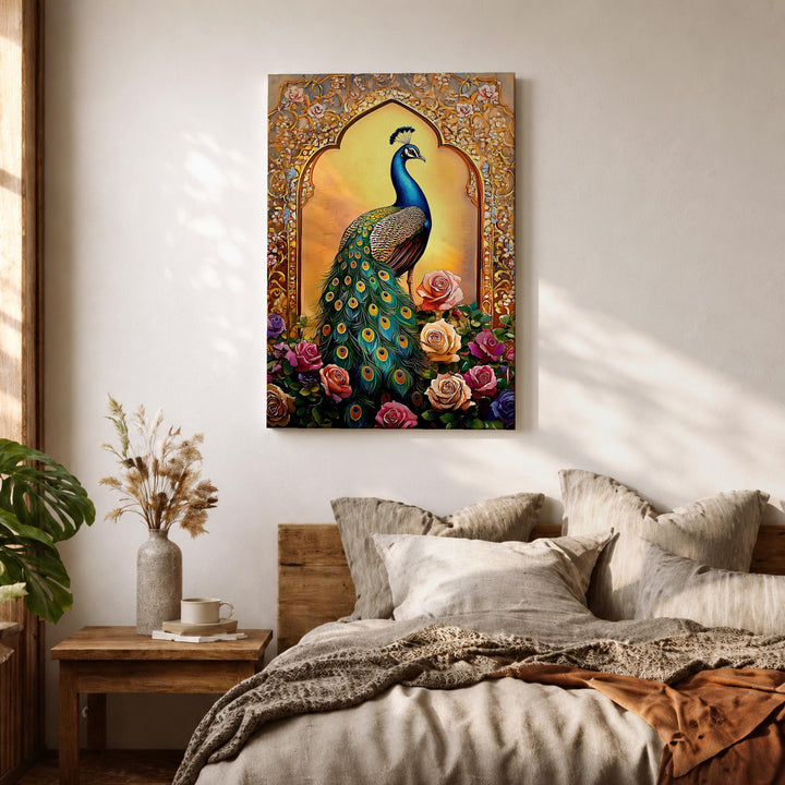 Fine art wall decor with Mughal-inspired garden design