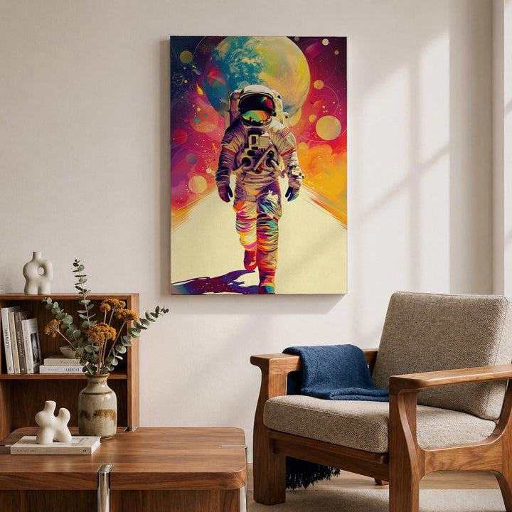 Nebula-inspired pink and orange tones with orbit lines.