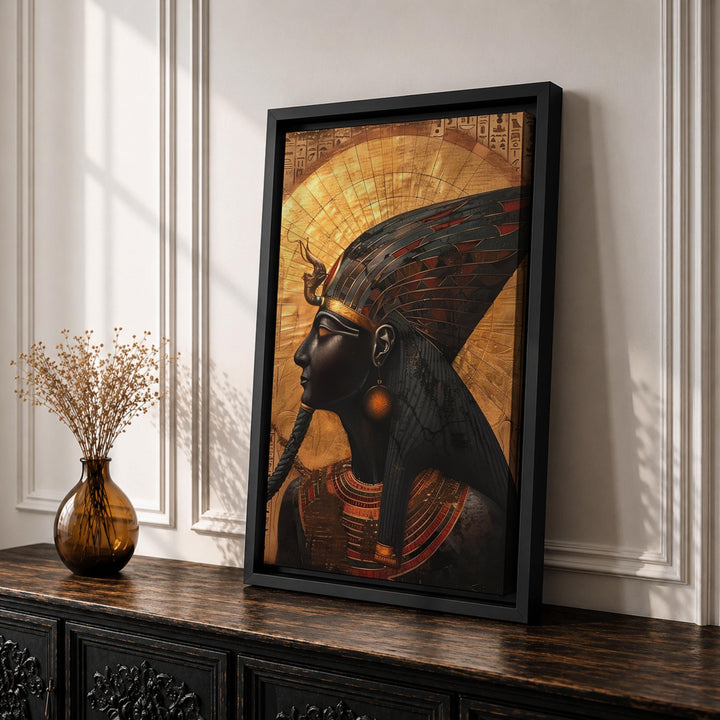 Abstract pharaoh artwork ready to hang in living room
