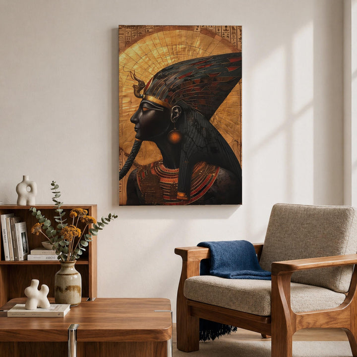 Nefertiti wall art on museum-grade canvas with wood frame