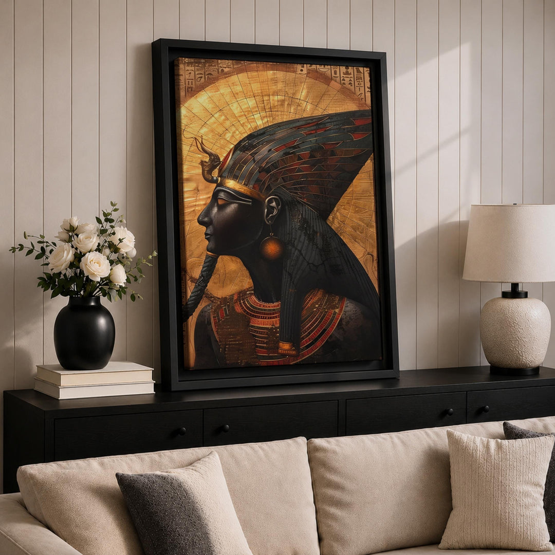 Living room wall art with Egyptian theme
