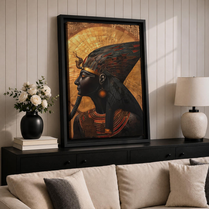 Living room wall art with Egyptian theme