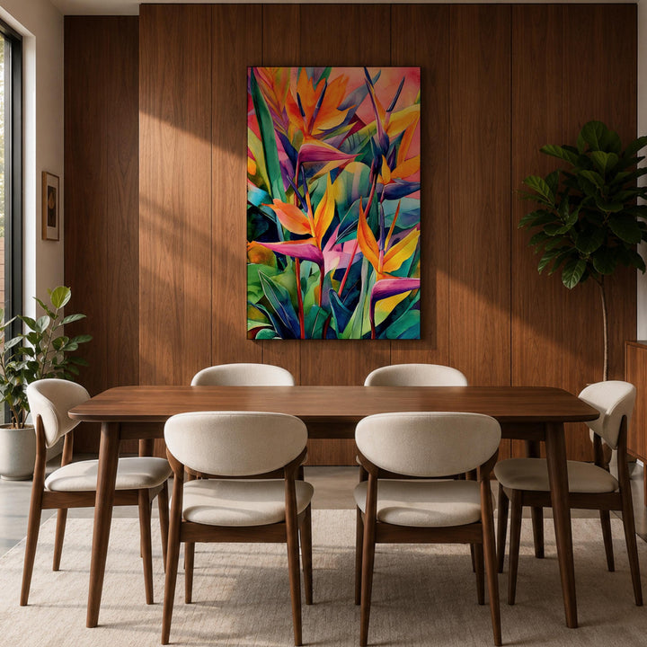 Vibrant petals and green leaves on premium canvas wall art