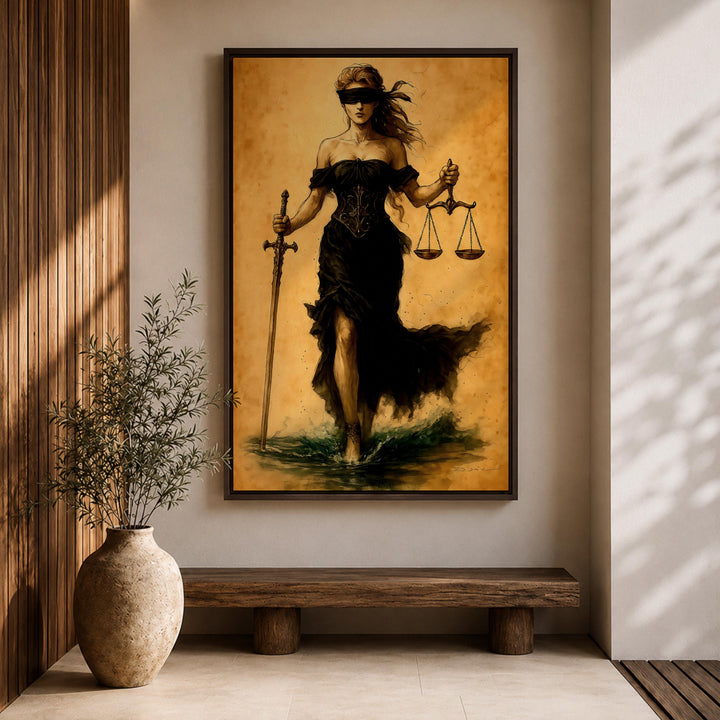 Themis-inspired wall art in a sophisticated monochrome palette