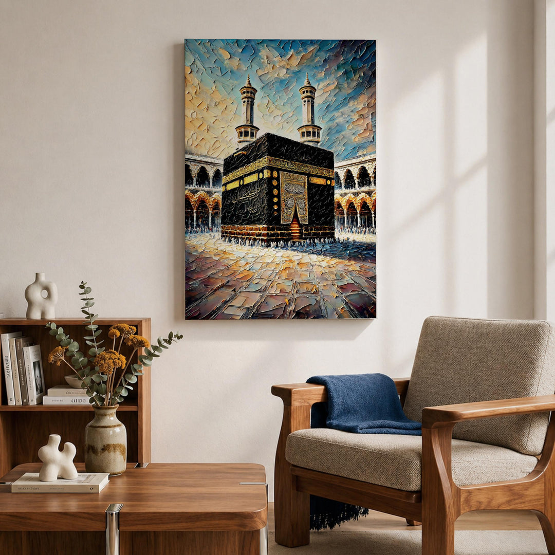 textured kaaba design on premium framed canvas