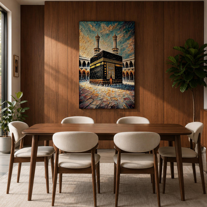 islamic wall art featuring kaaba on canvas