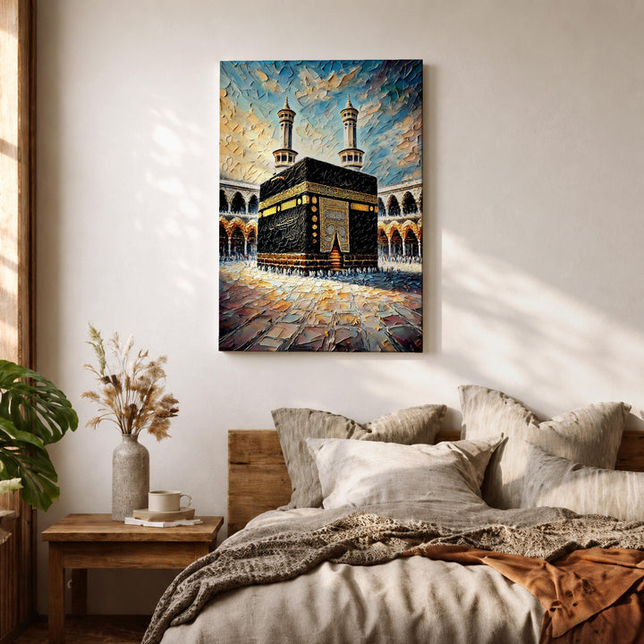 elegant kaaba wall art in a wooden frame
