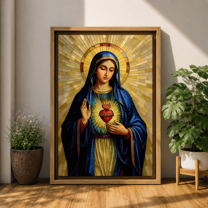 wood framed catholic wall art ready to display