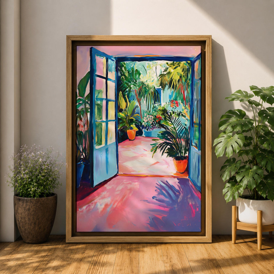 Tropical greenery art for patio and living space in frame