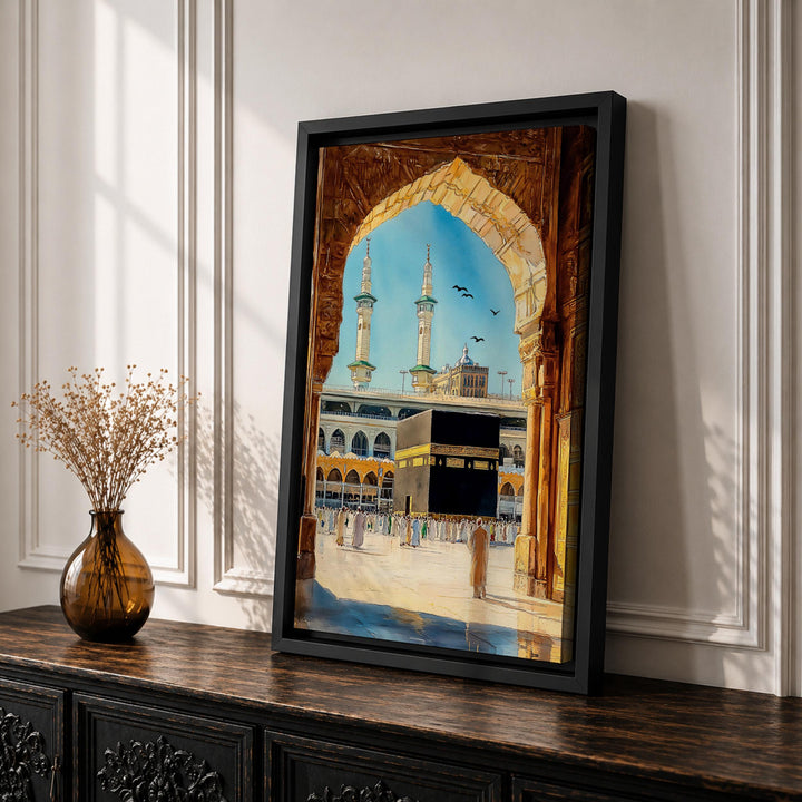 Islamic mosque decor framed canvas with arch view