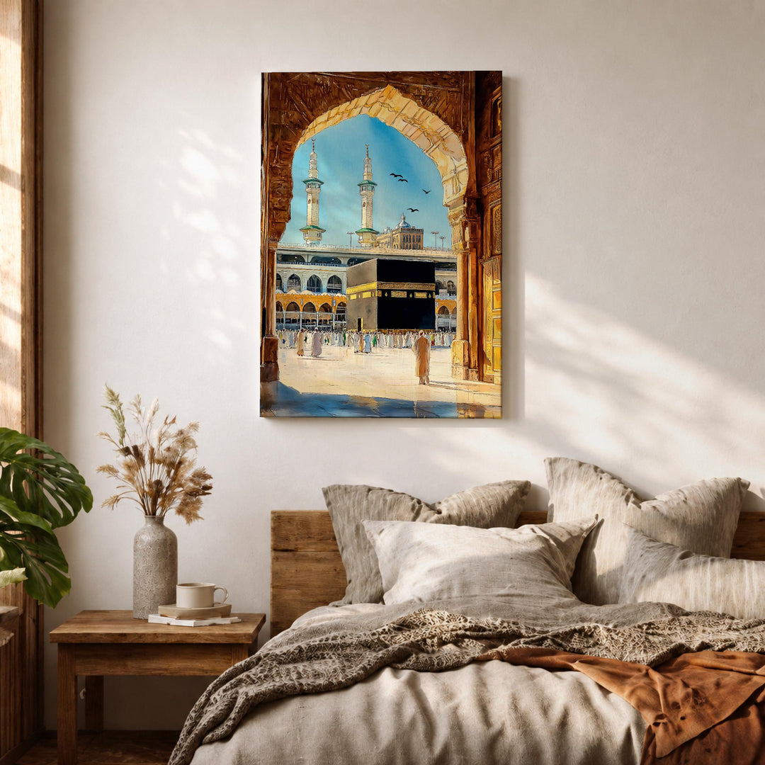 Premium framed canvas wall art Kaaba arch view