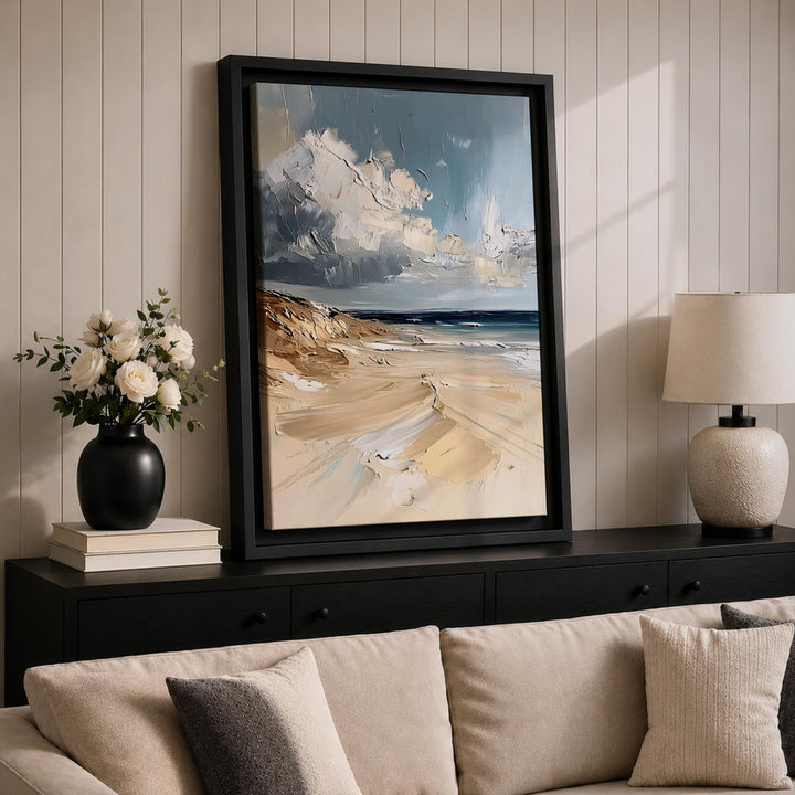 natural coastal wall art capturing beach sand and sea