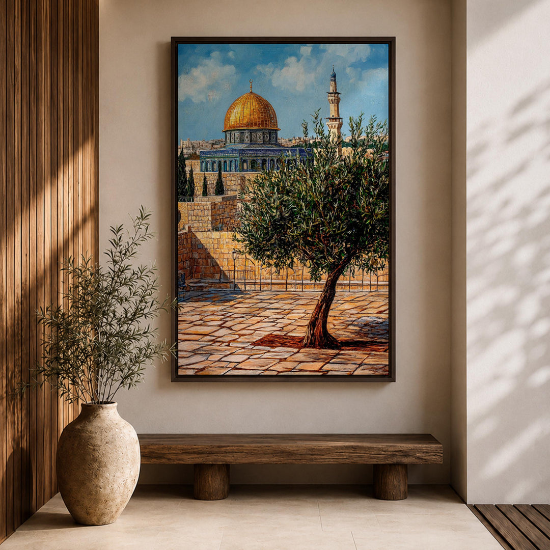 Ready-to-hang wall art with Islamic architectural details