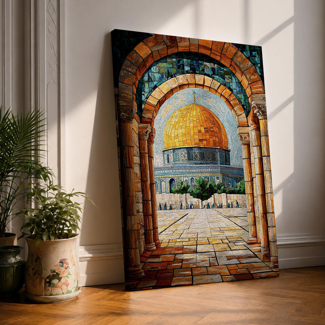Masjid Al Aqsa archway view on framed canvas