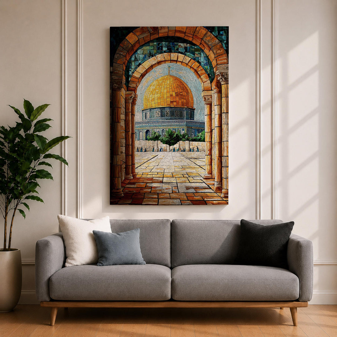 Jerusalem mosque mosaic framed wall art close up