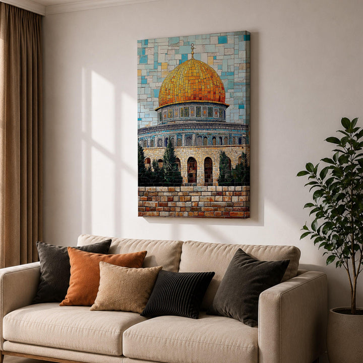 Close-up detail of gold dome in Masjid Al Aqsa art