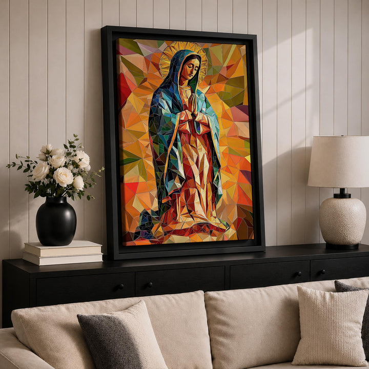 Ready-to-hang framed canvas Our Lady of Guadalupe for prayer space