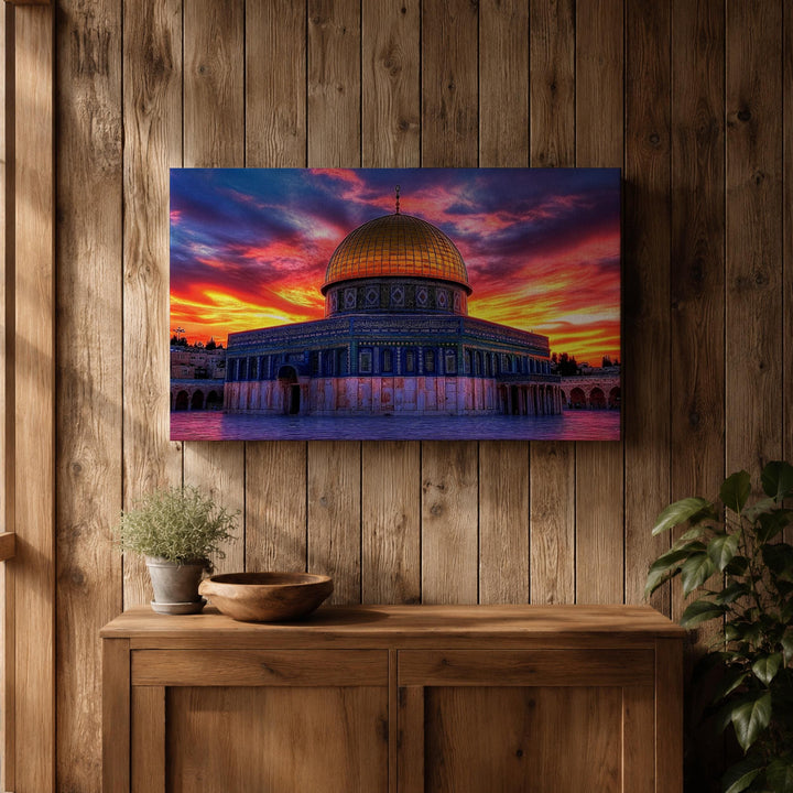 Gallery-ready framed canvas of Dome of the Rock for foyers