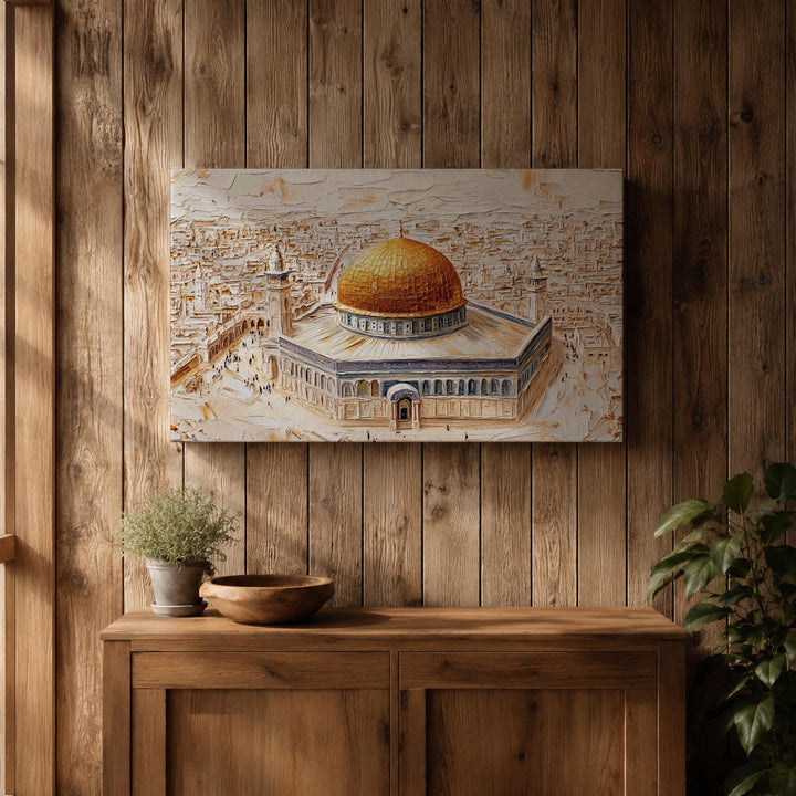 Elegant wooden-framed Dome of the Rock wall art